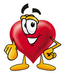 Clip Art Graphic of a Red Love Heart Cartoon Character Pointing at the Viewer