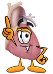 Clip Art Graphic of a Human Heart Cartoon Character Pointing Upwards