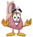 Clip Art Graphic of a Human Heart Cartoon Character With Welcoming Open Arms
