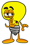 Clip Art Graphic of a Yellow Electric Lightbulb Cartoon Character Whispering and Gossiping