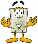 Clip Art Graphic of a White Electrical Light Switch Cartoon Character With Welcoming Open Arms