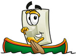 Clip Art Graphic of a White Electrical Light Switch Cartoon Character Rowing a Boat