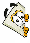 Clip Art Graphic of a White Electrical Light Switch Cartoon Character Peeking Around a Corner