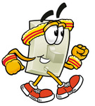 Clip Art Graphic of a White Electrical Light Switch Cartoon Character Speed Walking or Jogging