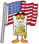 Clip Art Graphic of a White Electrical Light Switch Cartoon Character Pledging Allegiance to an American Flag