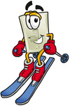 Clip Art Graphic of a White Electrical Light Switch Cartoon Character Skiing Downhill