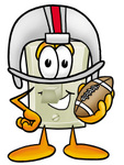 Clip Art Graphic of a White Electrical Light Switch Cartoon Character in a Helmet, Holding a Football