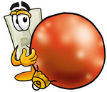 Clip Art Graphic of a White Electrical Light Switch Cartoon Character Standing With a Christmas Bauble