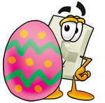 Clip Art Graphic of a White Electrical Light Switch Cartoon Character Standing Beside an Easter Egg