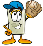 Clip Art Graphic of a White Electrical Light Switch Cartoon Character Catching a Baseball With a Glove
