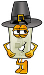 Clip Art Graphic of a White Electrical Light Switch Cartoon Character Wearing a Pilgrim Hat on Thanksgiving