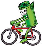 Clip Art Graphic of a Rolled Greenback Dollar Bill Banknote Cartoon Character Riding a Bicycle