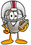 Clip Art Graphic of a Wired Computer Mouse Cartoon Character in a Helmet, Holding a Football