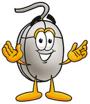 Clip Art Graphic of a Wired Computer Mouse Cartoon Character With Welcoming Open Arms