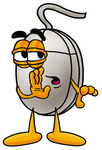 Clip Art Graphic of a Wired Computer Mouse Cartoon Character Whispering and Gossiping