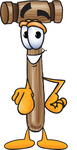 Clip Art Graphic of a Wooden Mallet Cartoon Character Pointing at the Viewer