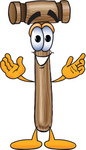 Clip Art Graphic of a Wooden Mallet Cartoon Character With Welcoming Open Arms