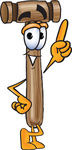Clip Art Graphic of a Wooden Mallet Cartoon Character Pointing Upwards