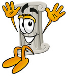 Clip Art Graphic of a Pillar Cartoon Character Jumping