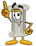 Clip Art Graphic of a Pillar Cartoon Character Pointing Upwards