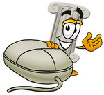Clip Art Graphic of a Pillar Cartoon Character With a Computer Mouse