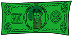 Clip Art Graphic of a Tropical Palm Tree Cartoon Character on a Dollar Bill