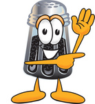 Clip Art Graphic of a Ground Pepper Shaker Cartoon Character Waving and Pointing