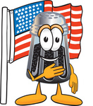 Clip Art Graphic of a Ground Pepper Shaker Cartoon Character Pledging Allegiance to an American Flag