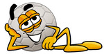Clip Art Graphic of a White Soccer Ball Cartoon Character Resting His Head on His Hand
