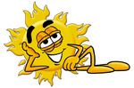 Clip Art Graphic of a Yellow Sun Cartoon Character Resting His Head on His Hand