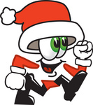 Clip Art Graphic of a Santa Claus Cartoon Character Running