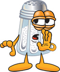 Clip Art Graphic of a Salt Shaker Cartoon Character Whispering and Gossiping