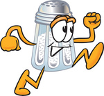Clip Art Graphic of a Salt Shaker Cartoon Character Running