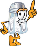 Clip Art Graphic of a Salt Shaker Cartoon Character Pointing Upwards