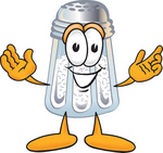 Clip Art Graphic of a Salt Shaker Cartoon Character With Welcoming Open Arms
