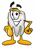 Clip Art Graphic of a Human Molar Tooth Character Pointing at the Viewer