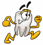 Clip Art Graphic of a Human Molar Tooth Character Running