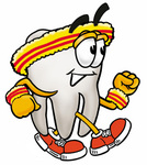 Clip Art Graphic of a Human Molar Tooth Character Speed Walking or Jogging