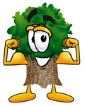 Clip Art Graphic of a Tree Character Flexing His Arm Muscles