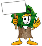 Clip Art Graphic of a Tree Character Holding a Blank Sign