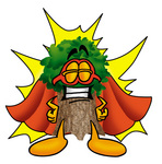 Clip Art Graphic of a Tree Character Dressed as a Super Hero