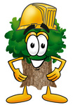 Clip Art Graphic of a Tree Character Wearing a Hardhat Helmet
