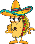 Clip Art Graphic of a Crunchy Hard Taco Character Whispering and Gossiping
