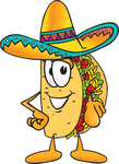 Clip Art Graphic of a Crunchy Hard Taco Character Pointing at the Viewer