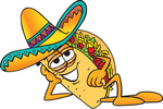 Clip Art Graphic of a Crunchy Hard Taco Character Resting His Head on His Hand