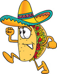 Clip Art Graphic of a Crunchy Hard Taco Character Running