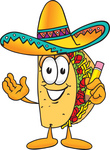 Clip Art Graphic of a Crunchy Hard Taco Character Holding a Pencil