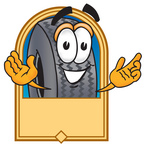Clip Art Graphic of a Tire Character Label