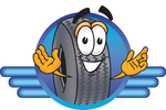 Clip Art Graphic of a Tire Character Logo