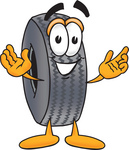 Clip Art Graphic of a Tire Character With Welcoming Open Arms